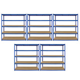 Monster Racking T-Rax 5 x extra breda förvaringshyllor, blå, 160 cm B, 60 cm D