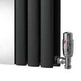 Oval Spegelradiator och Vred - 1800mm x 380mm - Antracitgrå