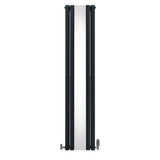 Oval Spegelradiator och Vred - 1800mm x 380mm - Antracitgrå