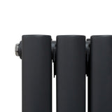 Oval Spegelradiator och Vred - 1800mm x 380mm - Antracitgrå