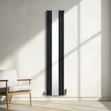 Oval Spegelradiator och Vred - 1800mm x 380mm - Antracitgrå