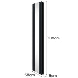 Oval Spegelradiator och Vred - 1800mm x 380mm - Antracitgrå