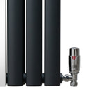 Oval Spegelradiator och Vred - 1800mm x 380mm - Antracitgrå