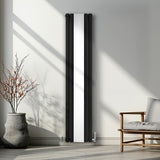 Oval Spegelradiator & Ventiler - 1800mm x 380mm – Svart