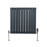 Radiatorer med Ovala Kolumner & Kromventiler - 600mm x 600mm – Grå