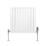 Radiatorer med Ovala Kolumner & Kromventiler - 600mm x 600mm – Vit