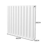 Radiatorer med Ovala Kolumner & Kromventiler - 600mm x 600mm – Vit
