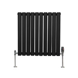 Radiatorer med Ovala Kolumner & Kromventiler - 600mm x 600mm – Svart
