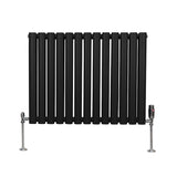 Radiatorer med Ovala Kolumner & Kromventiler - 600mm x 780mm – Svart