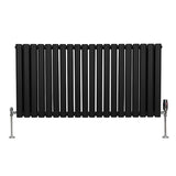 Radiatorer med Ovala Kolumner & Kromventiler - 600mm x 1200mm – Svart