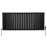 Radiatorer med Ovala Kolumner & Kromventiler - 600mm x 1440mm – Svart