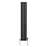 Radiatorer med Ovala Kolumner & Kromventiler - 1600mm x 240mm – Svart