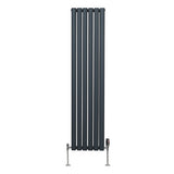 Radiatorer med Ovala Kolumner & Kromventiler - 1600mm x 360mm – Grå