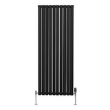 Radiatorer med Ovala Kolumner & Kromventiler - 1600mm x 600mm – Svart