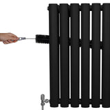 Radiatorer med Ovala Kolumner & Kromventiler - 1800mm x 240mm – Svart