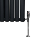 Radiatorer med Ovala Kolumner & Kromventiler - 1800mm x 240mm – Svart