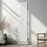 Radiatorer med Ovala Kolumner & Kromventiler - 1800mm x 360mm – Vit