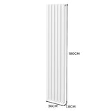 Radiatorer med Ovala Kolumner & Kromventiler - 1800mm x 360mm – Vit