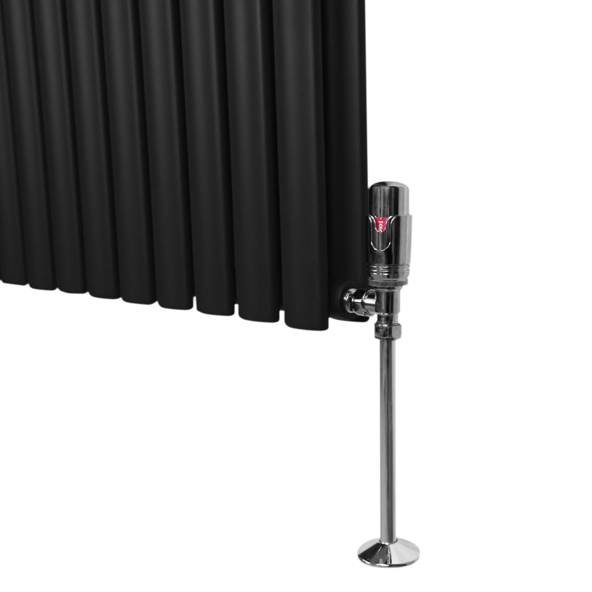 Radiatorer med Ovala Kolumner & Kromventiler - 1800mm x 360mm – Svart