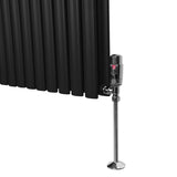 Radiatorer med Ovala Kolumner & Kromventiler - 1800mm x 360mm – Svart