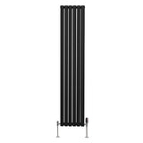 Radiatorer med Ovala Kolumner & Kromventiler - 1800mm x 360mm – Svart