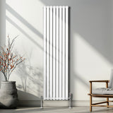 Radiatorer med Ovala Kolumner & Kromventiler - 1800mm x 480mm – Vit