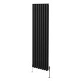Radiatorer med Ovala Kolumner & Kromventiler - 1800mm x 480mm – Svart
