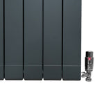 Aluminiumradiator & Ventiler - 1800mm x 395mm - Antracitgrå