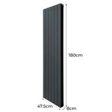 Aluminiumradiator & Ventiler - 1800mm x 475mm - Antracitgrå