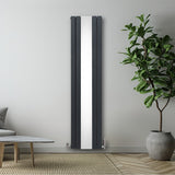 Platt Spegelradiator & Ventiler - 1800mm x 425mm – Grå