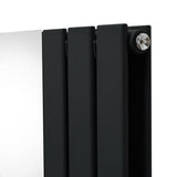 Platt Spegelradiator & Ventiler - 1800mm x 425mm – Svart