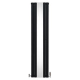 Platt Spegelradiator & Ventiler - 1800mm x 425mm – Svart