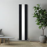 Platt Spegelradiator & Ventiler - 1800mm x 425mm – Svart