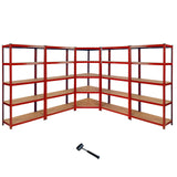 Monster Racking Z-Rax Hörnhylla & 4 x 90 cm Garageförvaringshyllor, Röd