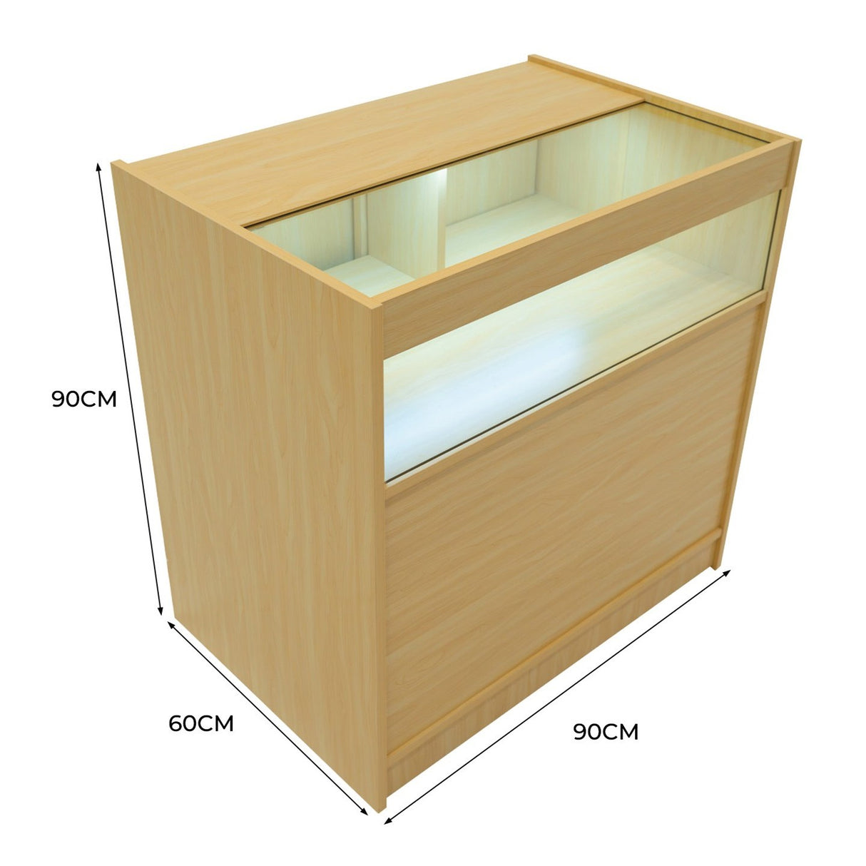 B900 Butiksmodul med LED – Lönnfärgad finish