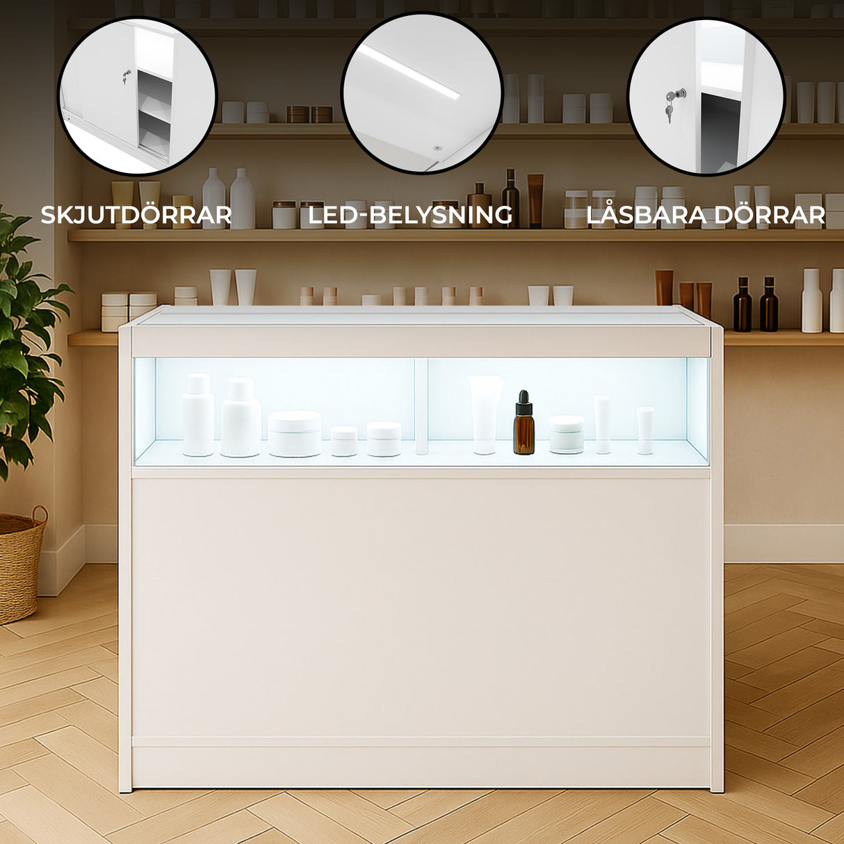 C1200 Butiksmodul med LED – Lönnfärgad finish