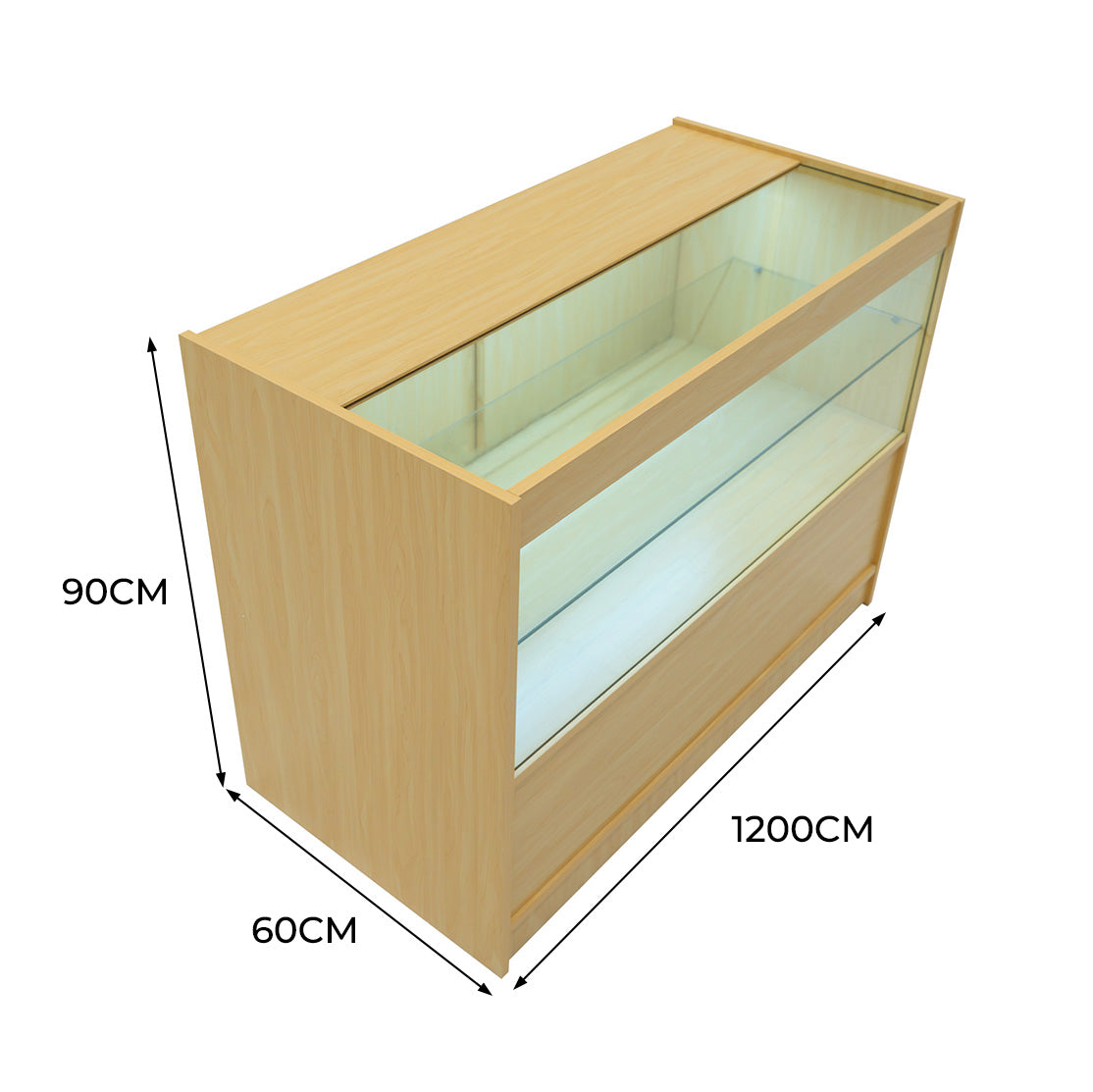 C1200 Butiksmodul med LED – Lönnfärgad finish