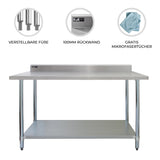 Kommersiellt cateringbord i rostfritt stål – 122cm brett