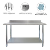 Kommersiellt cateringbord i rostfritt stål – 122cm brett