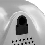 Kromad automatisk handtork med HEPA-filter, rundad form, slät yta och små ventilationshål för effektiv luftcirkulation