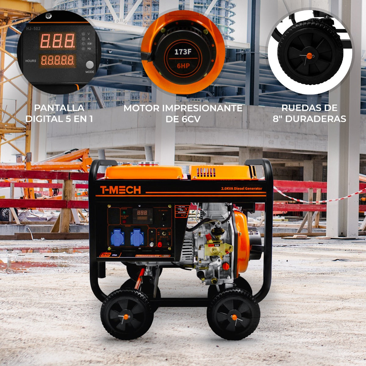 T-Mech Portabel Dieselgenerator Öppen Ram 2kVA