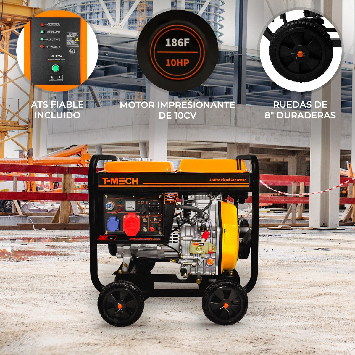 T-Mech Portabel Dieselgenerator Öppen Ram 5kVA