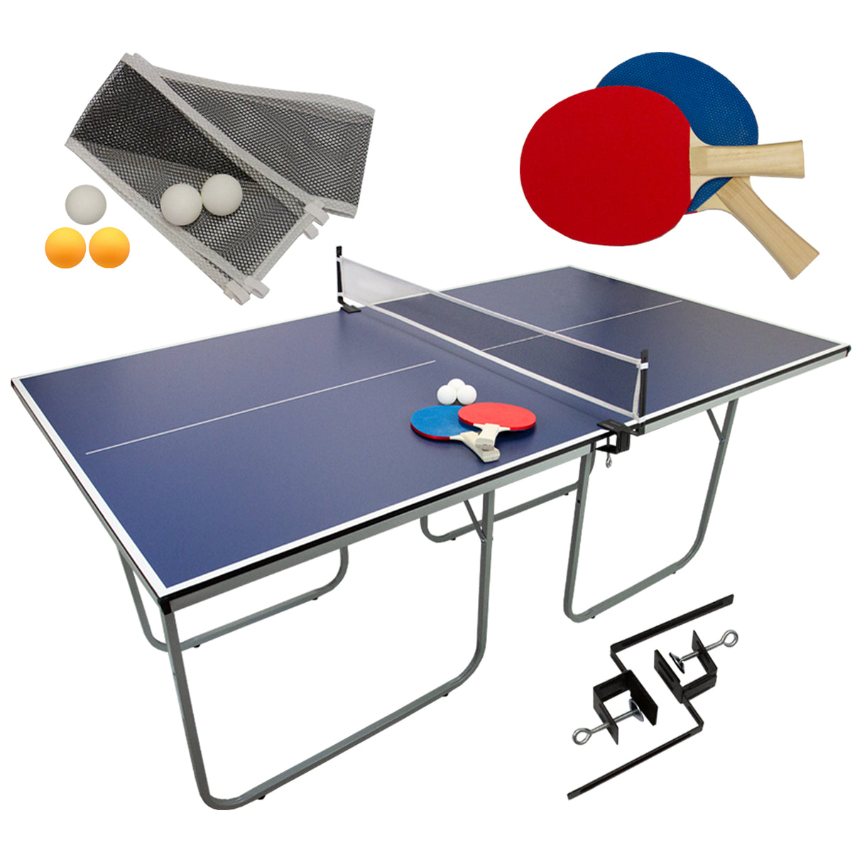 Hopfällbart Pingisbord med Tillbehör