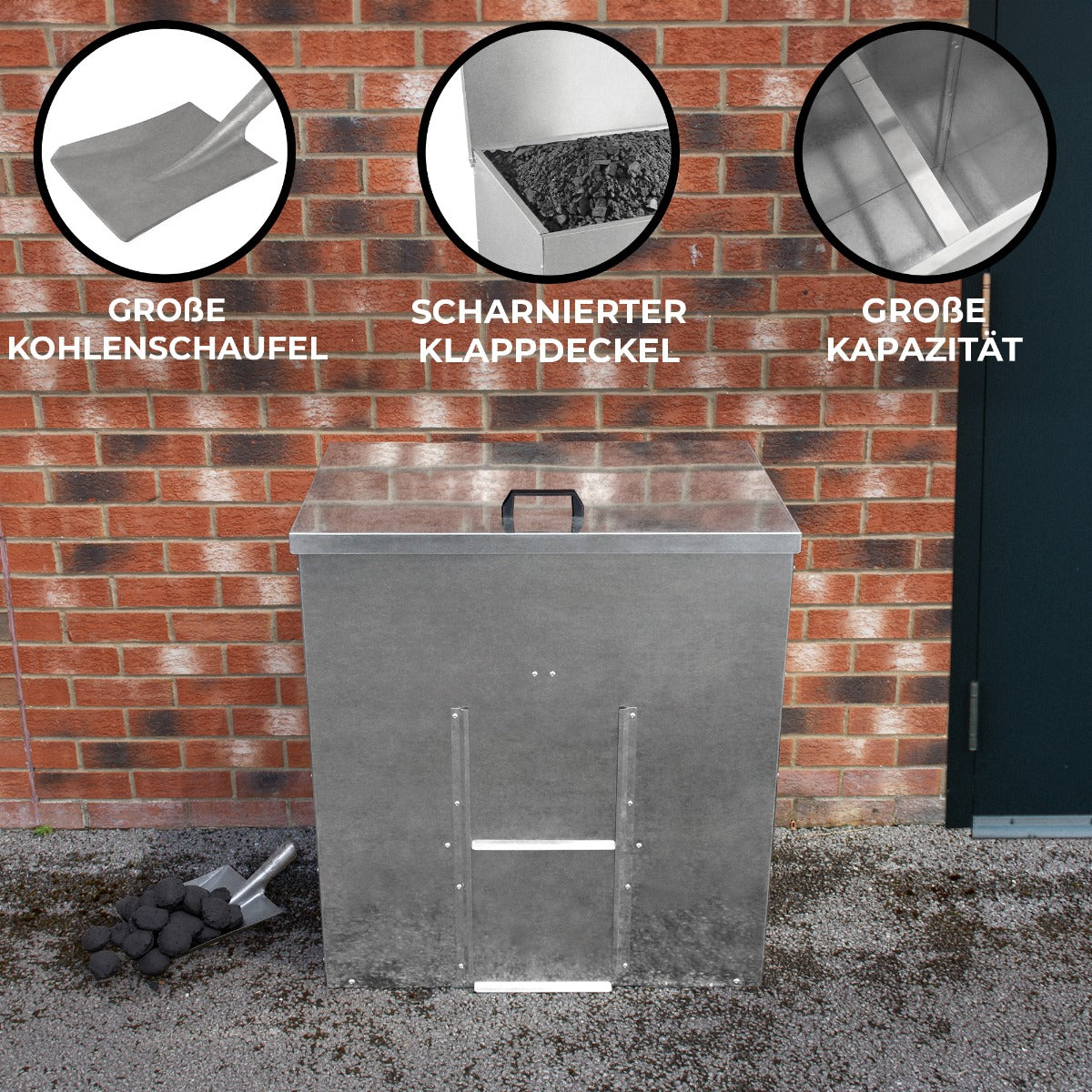 Förvaringsbox för Kol i Galvaniserat Stål - 250kg