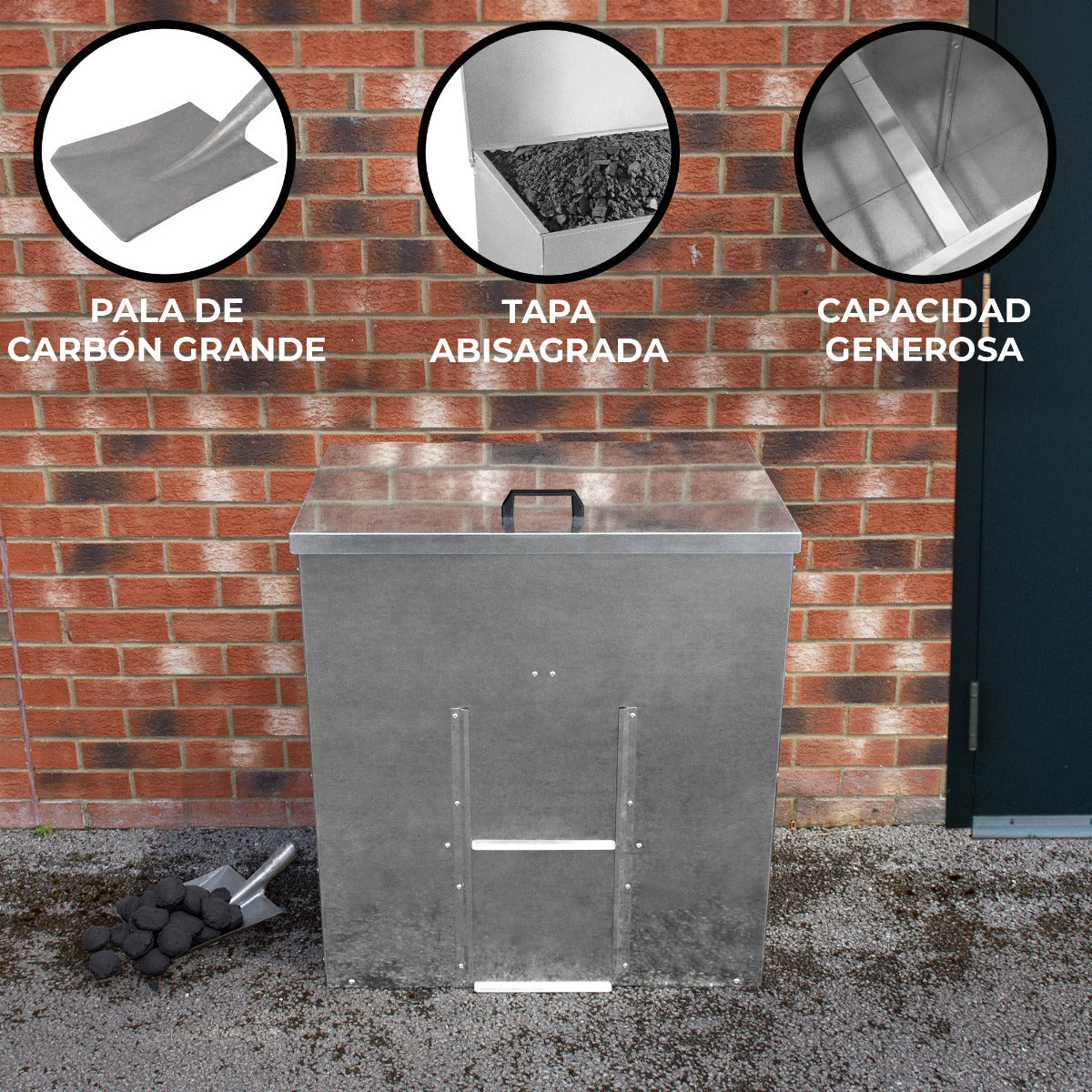 Förvaringsbox för Kol i Galvaniserat Stål - 250kg