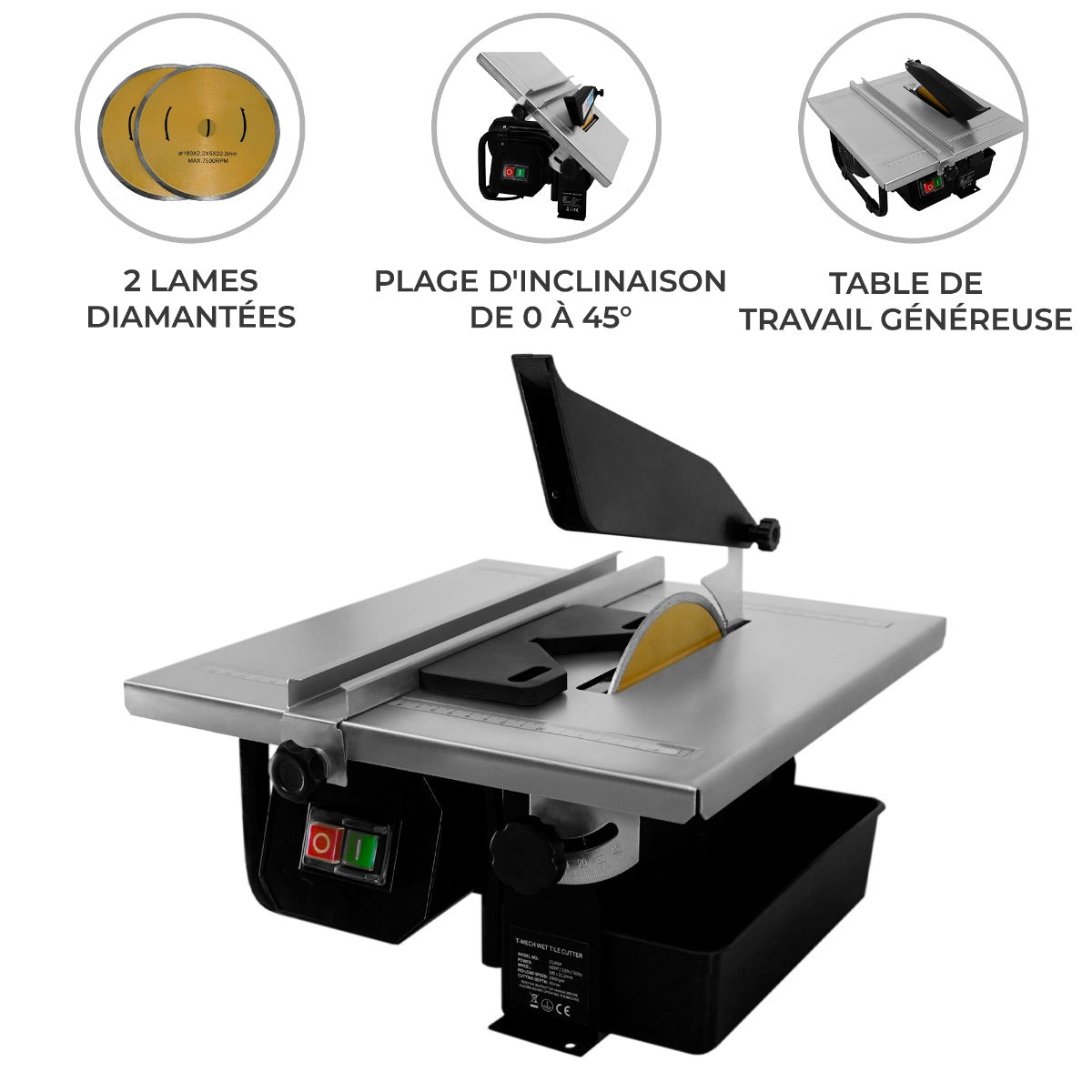 T-Mech Elektrisk Våtkakelskärare - 180 mm / 600W