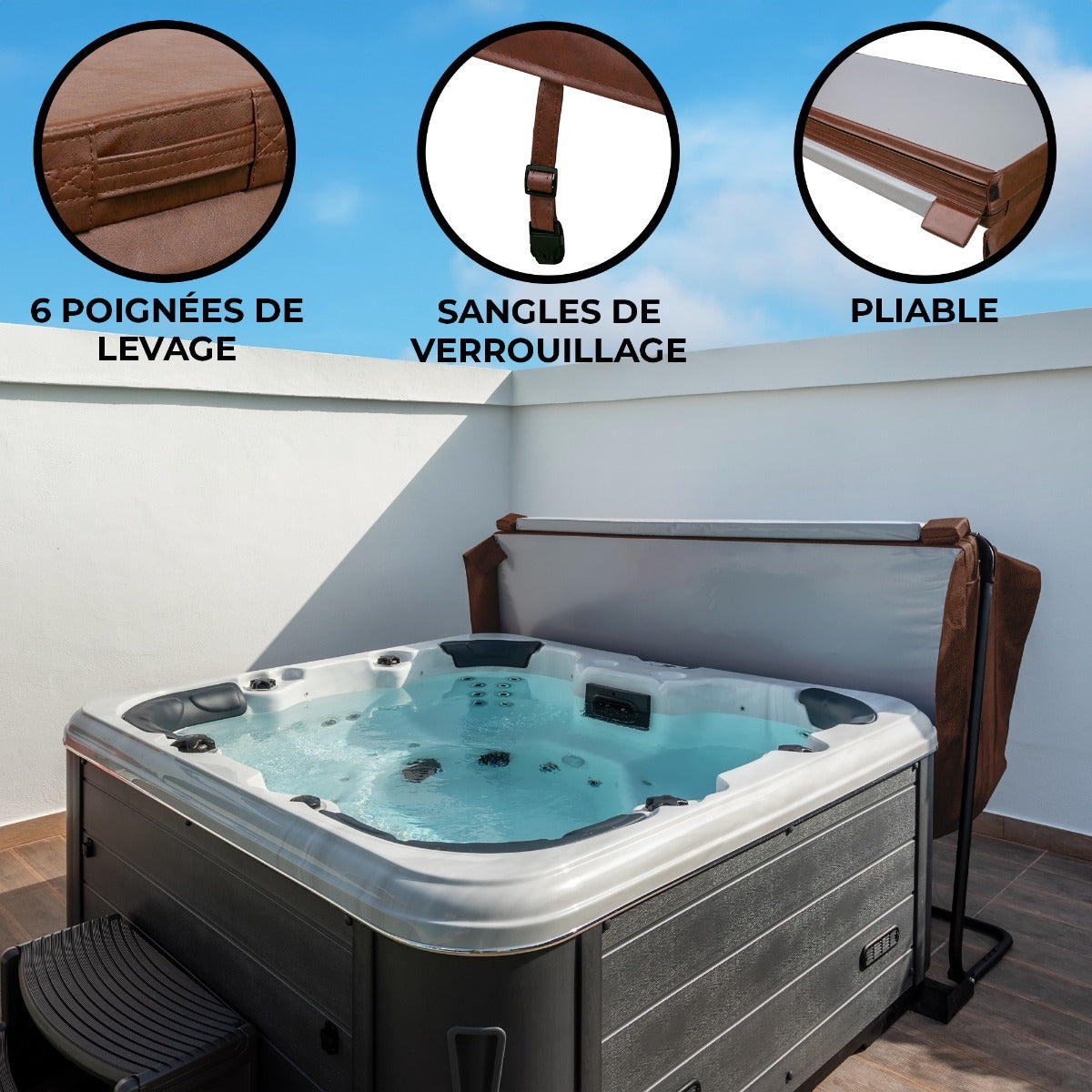 2.1m Isolerande Lock för Spabad – Brun