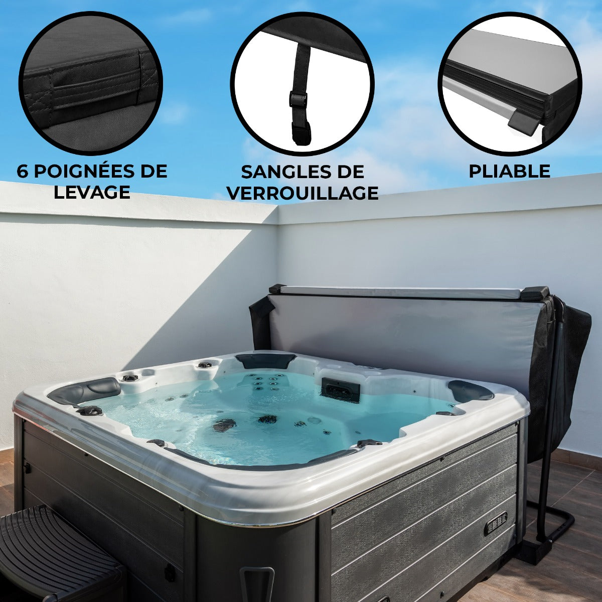 2.2m Isolerande Lock för Spabad – Svart