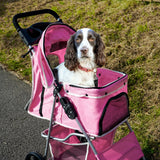 Hundvagn med Regnskydd – Rosa