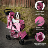 Hundvagn med Regnskydd – Rosa